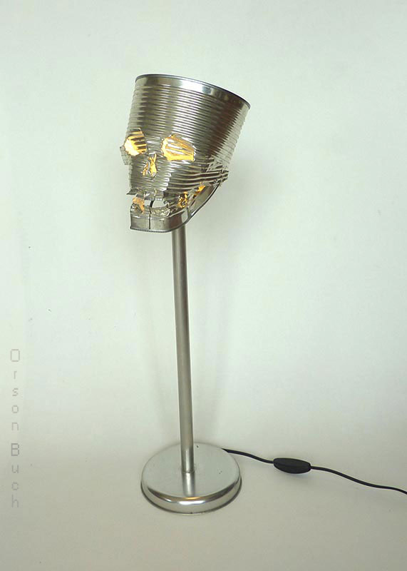 Junk Metal Art Lamps Tin Can Sculptures, Metal Art Lamps